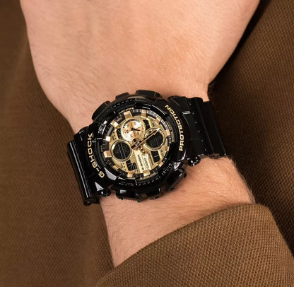 G-SHOCK GA-140GB-1A1 BLACK RUBBER BAND GOLDEN DIAL  FOR MEN