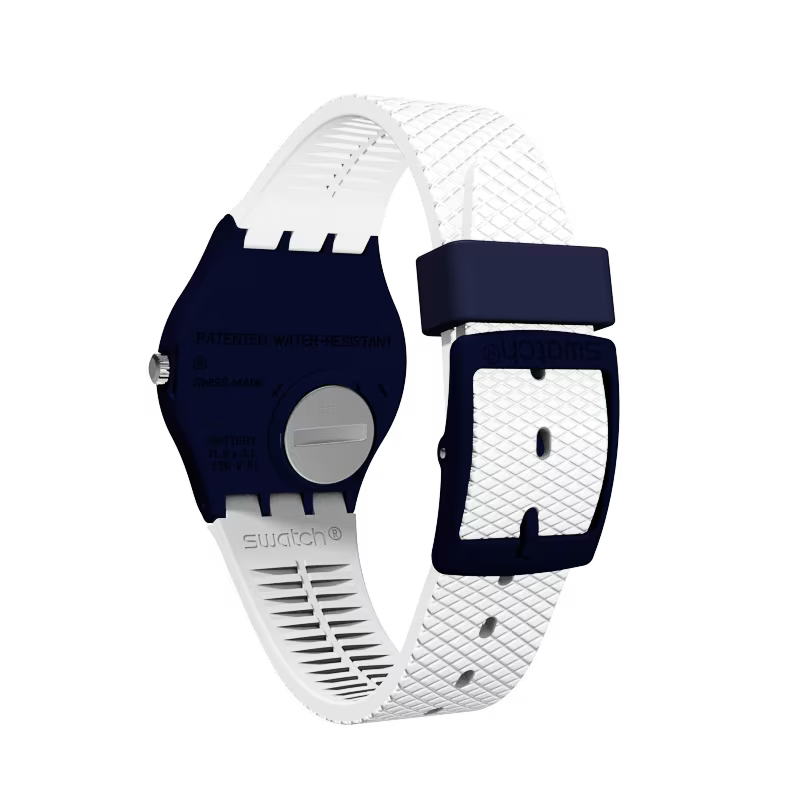 SWATCH GN720 WHITE RUBBER BAND SILVER DIAL FOR WOMEN