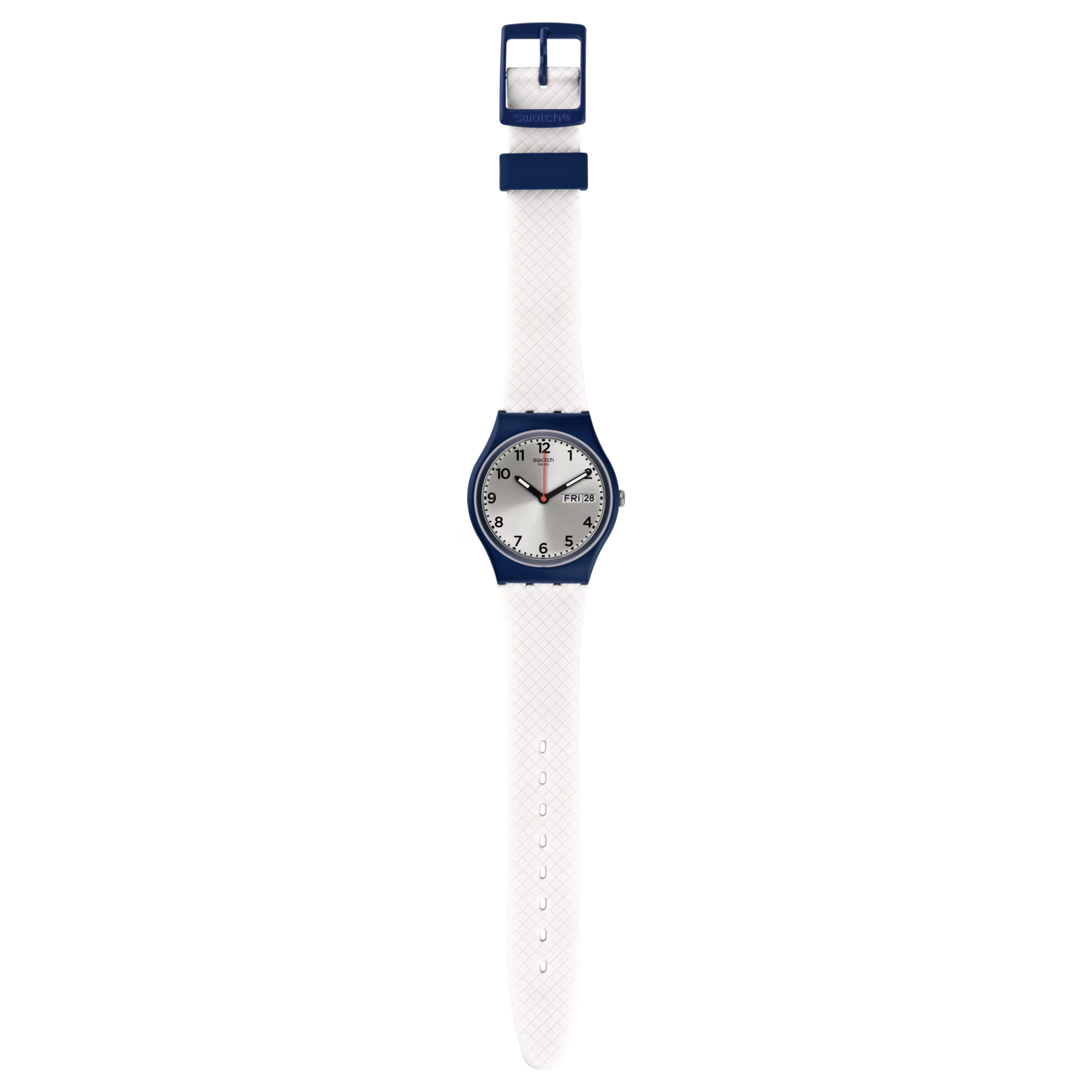 SWATCH GN720 WHITE RUBBER BAND SILVER DIAL FOR WOMEN