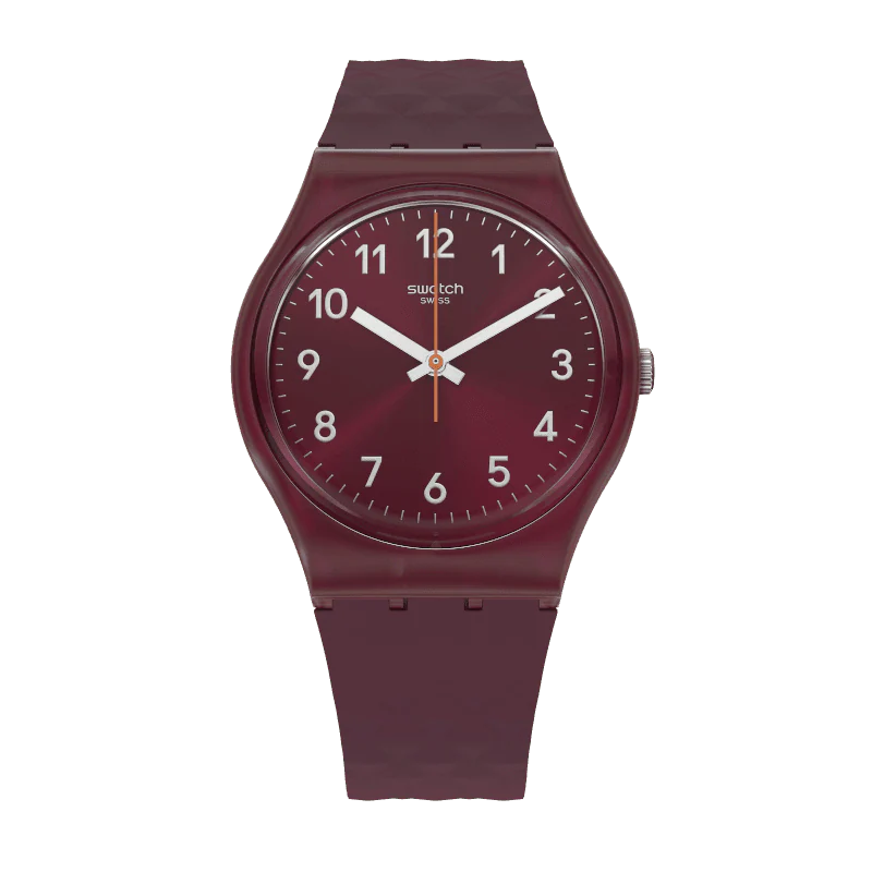 Swatch Rednel Maroon Rubber Maroon Dial For Women