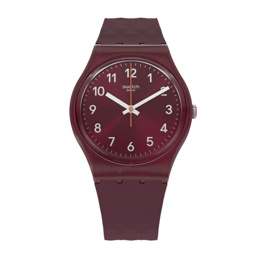 Swatch Rednel Maroon Rubber Maroon Dial For Women