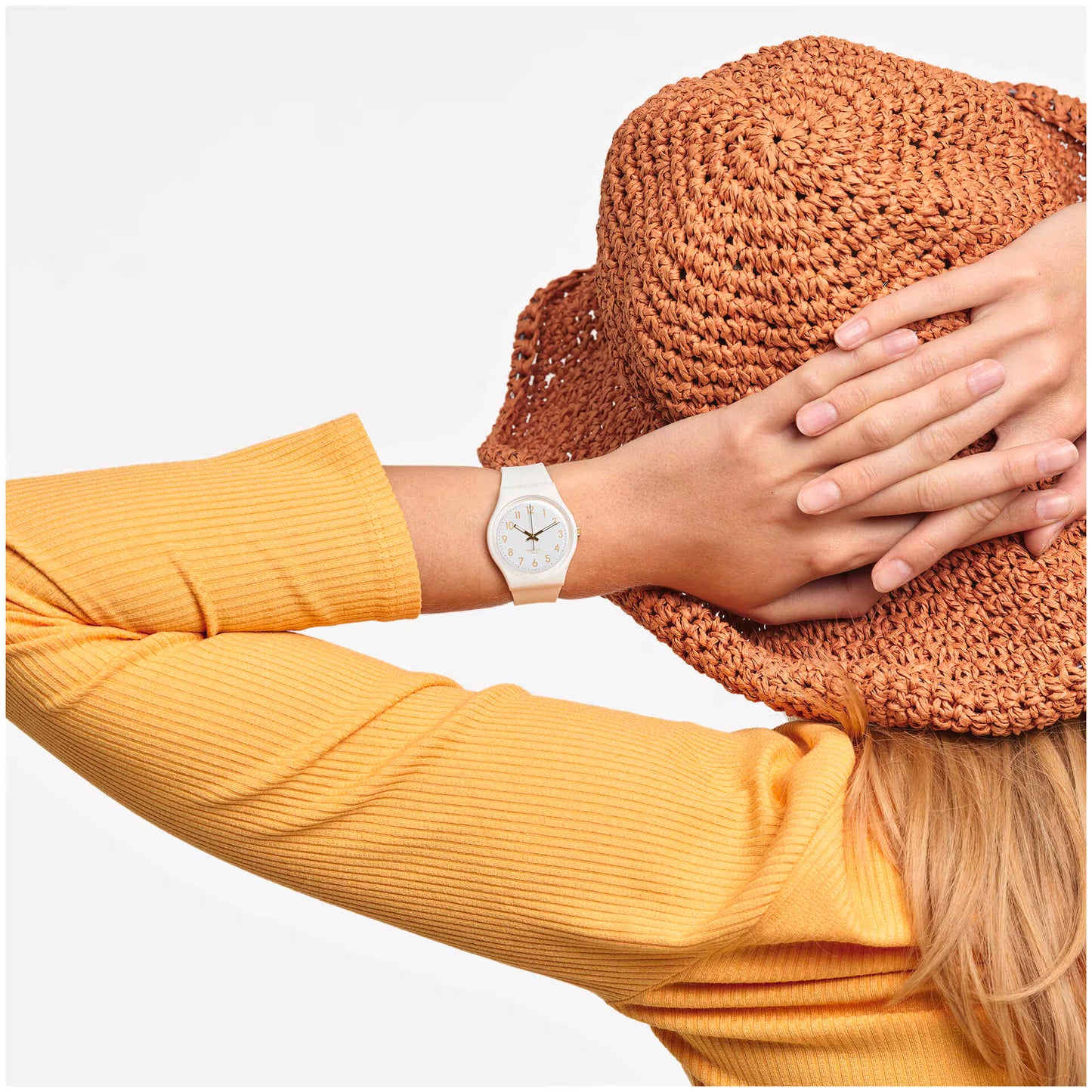 SWATCH SO28W106-S14 WHITE RUBBER BAND WHITE DIAL FOR WOMEN
