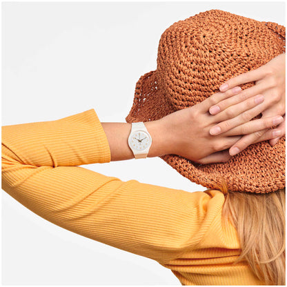 SWATCH SO28W106-S14 WHITE RUBBER BAND WHITE DIAL FOR WOMEN