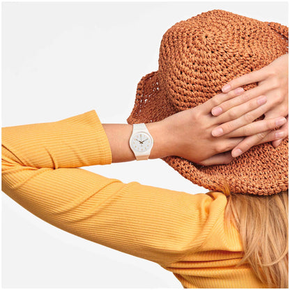 SWATCH SO28W106-S14 WHITE RUBBER BAND WHITE DIAL FOR WOMEN