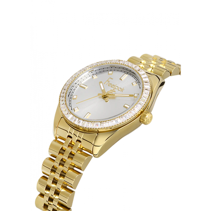 FREELOOK FL.1.10380-4 GOLDEN STEEL BAND SILVER DIAL  FOR WOMEN