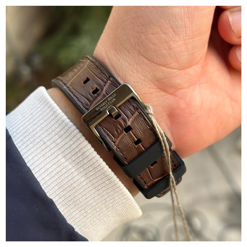 POLO BP3690X.062 BROWN LEATHER BAND BLACK DIAL  FOR MEN
