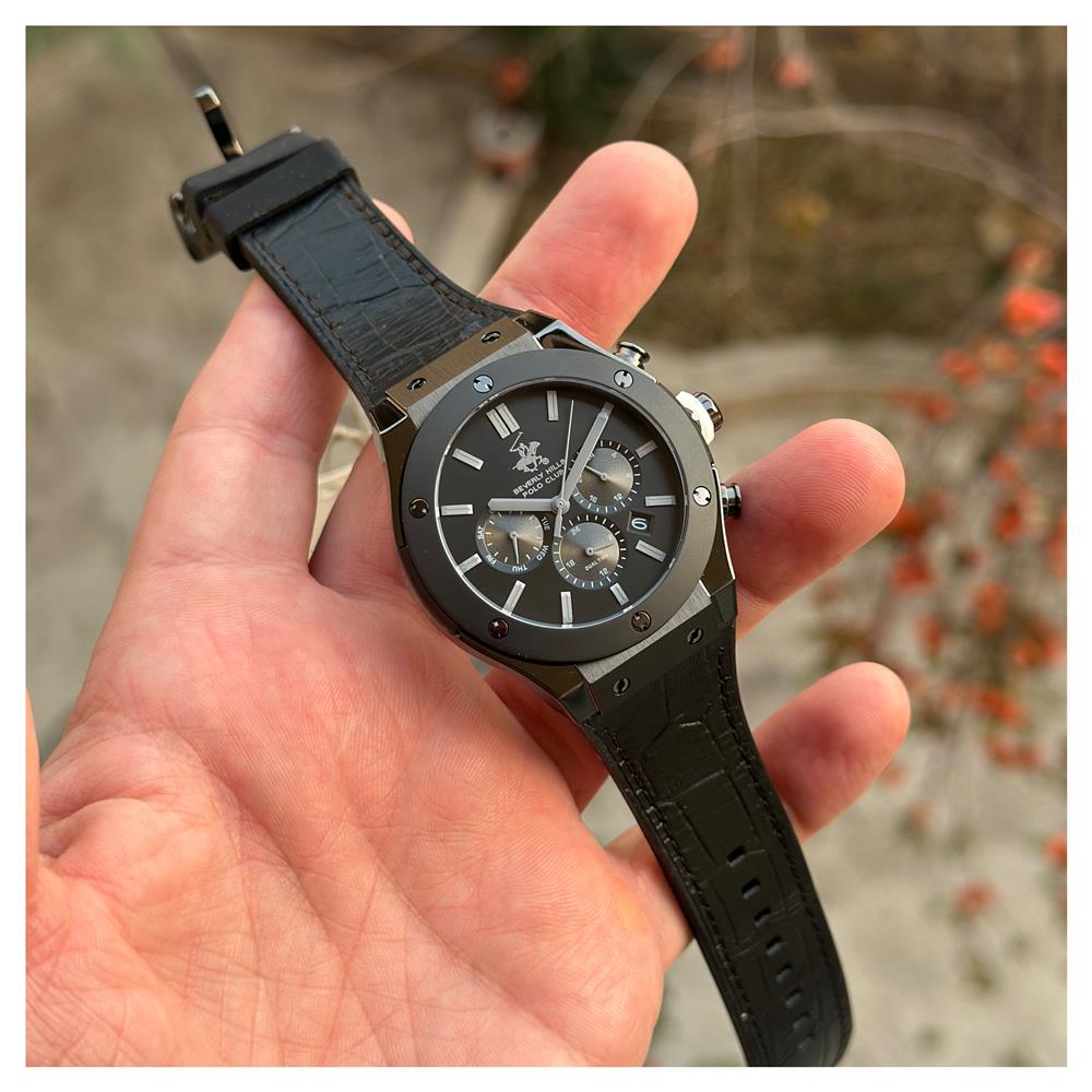 POLO BP3690X.651 BLACK LEATHER BAND BLACK DIAL  FOR MEN