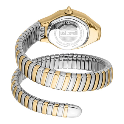 JUST CAVALLI JC1L375M0055 SILVER AND GOLD STEEL BAND WHITE DIAL FOR WOMEN