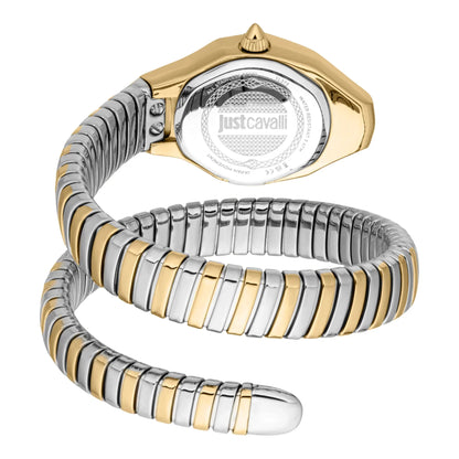 JUST CAVALLI JC1L375M0055 SILVER AND GOLD STEEL BAND WHITE DIAL FOR WOMEN