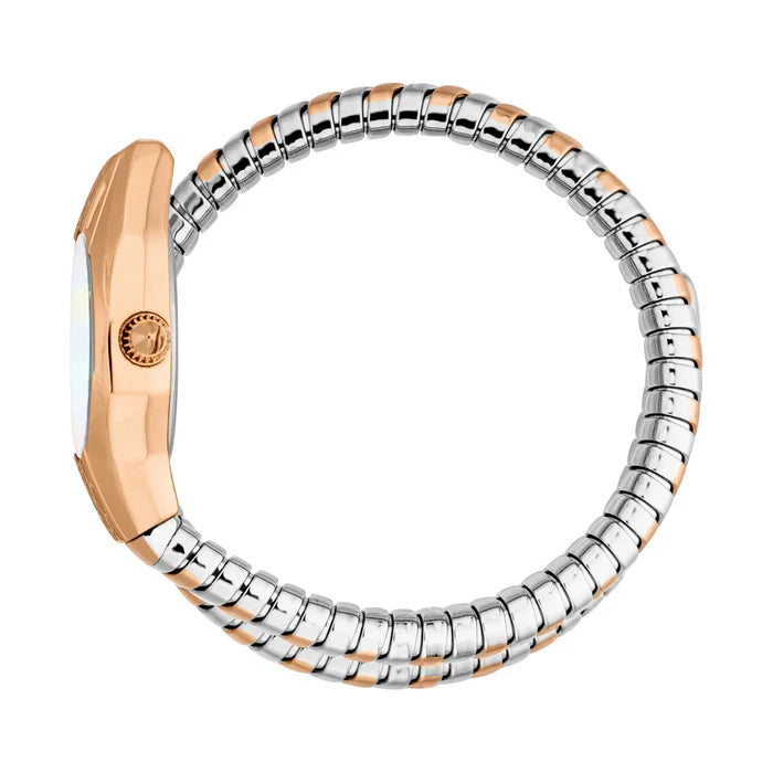 JUST CAVALLI JC1L375M0065 SILVER AND ROSE GOLD STEEL BAND WHITE DIAL FOR WOMEN