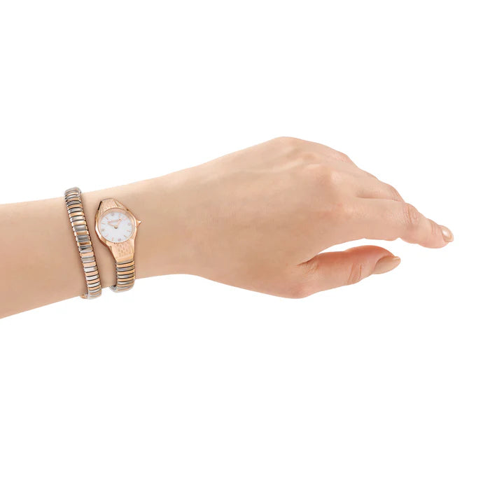 JUST CAVALLI JC1L375M0065 SILVER AND ROSE GOLD STEEL BAND WHITE DIAL FOR WOMEN