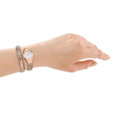 JUST CAVALLI JC1L375M0065 SILVER AND ROSE GOLD STEEL BAND WHITE DIAL FOR WOMEN