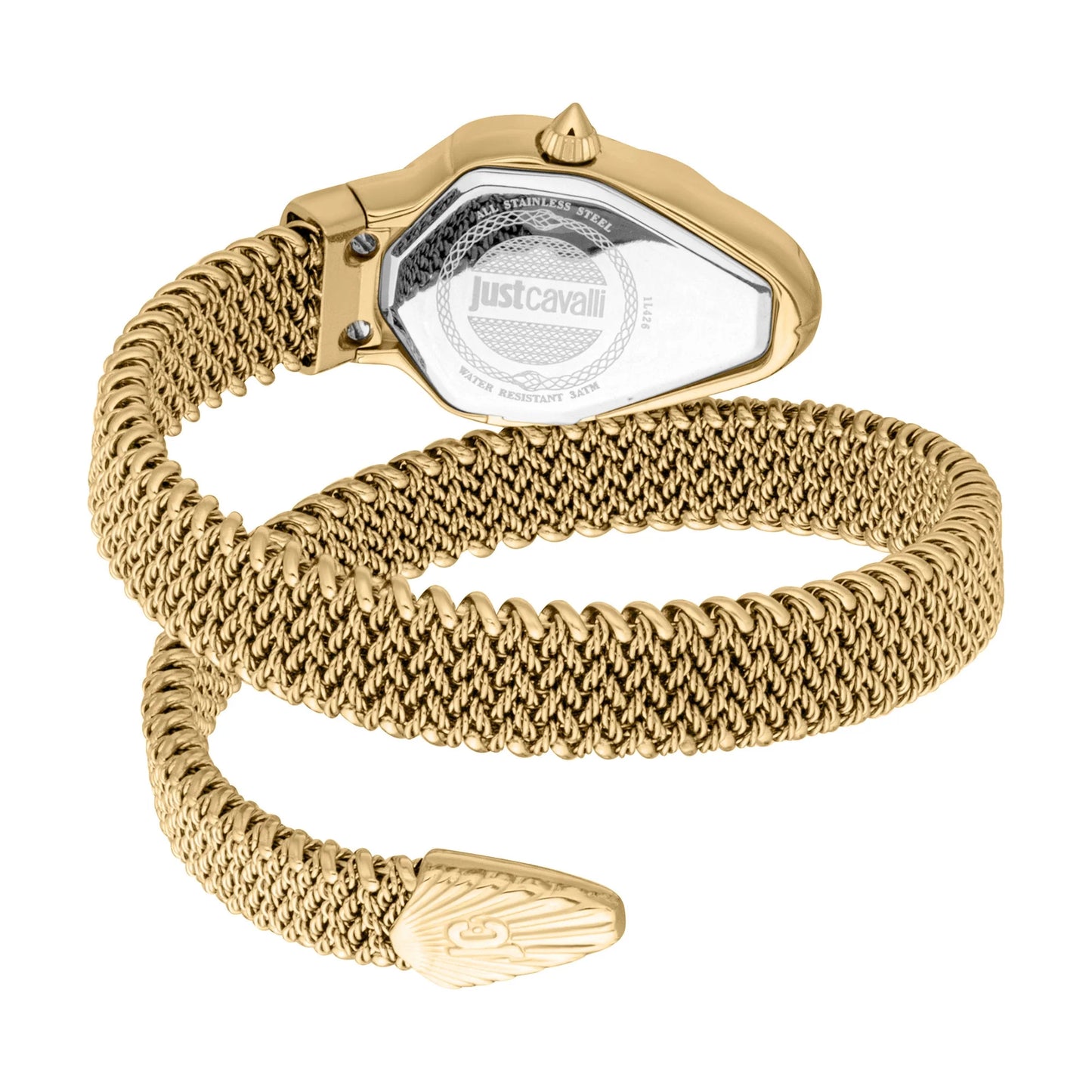 JUST CAVALLI JC1L426M0025 GOLDEN STEEL BAND WHITE DIAL FOR WOMEN