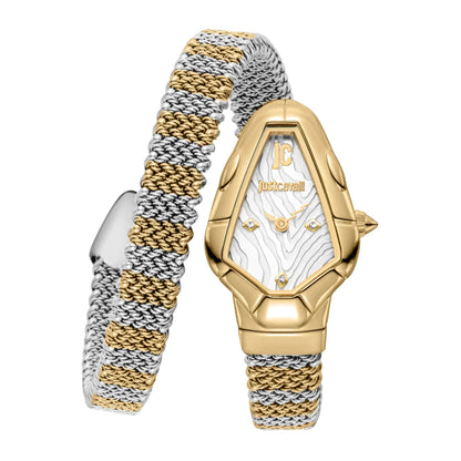 JUST CAVALLI JC1L426M0055 SILVER AND GOLD STEEL BAND WHITE DIAL  FOR WOMEN