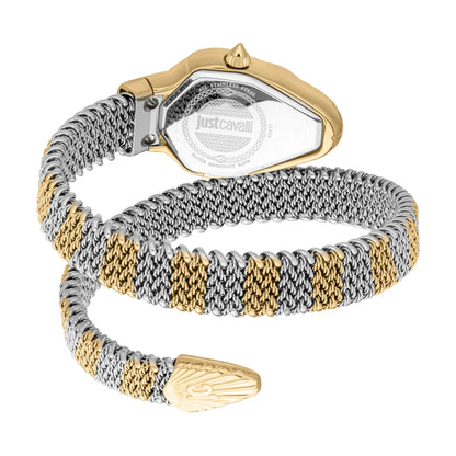 JUST CAVALLI JC1L426M0055 SILVER AND GOLD STEEL BAND WHITE DIAL  FOR WOMEN