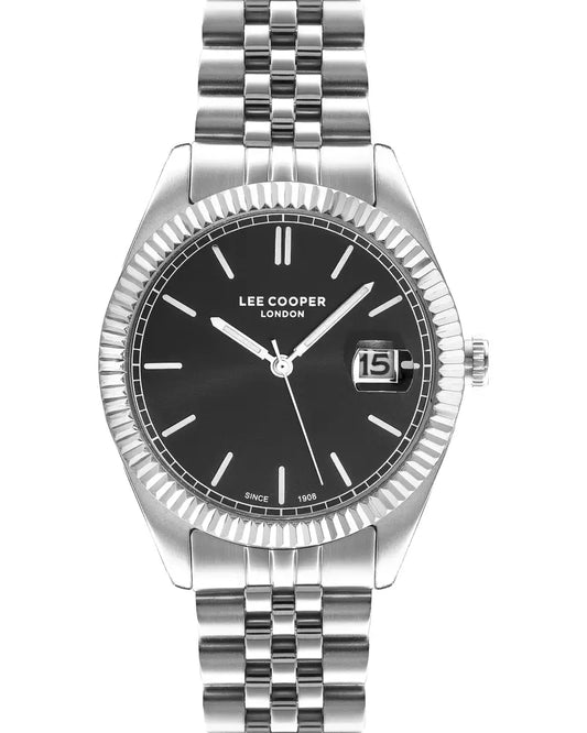LEE COOPER LC07215.350 SILVER STEEL BAND BLACK DIAL  FOR MEN