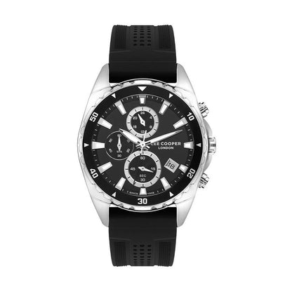 LEE COOPER LC07527.351 BLACK RUBBER BAND BLACK DIAL  FOR MEN