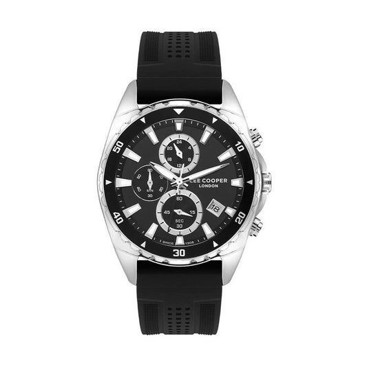 LEE COOPER LC07527.351 BLACK RUBBER BAND BLACK DIAL  FOR MEN