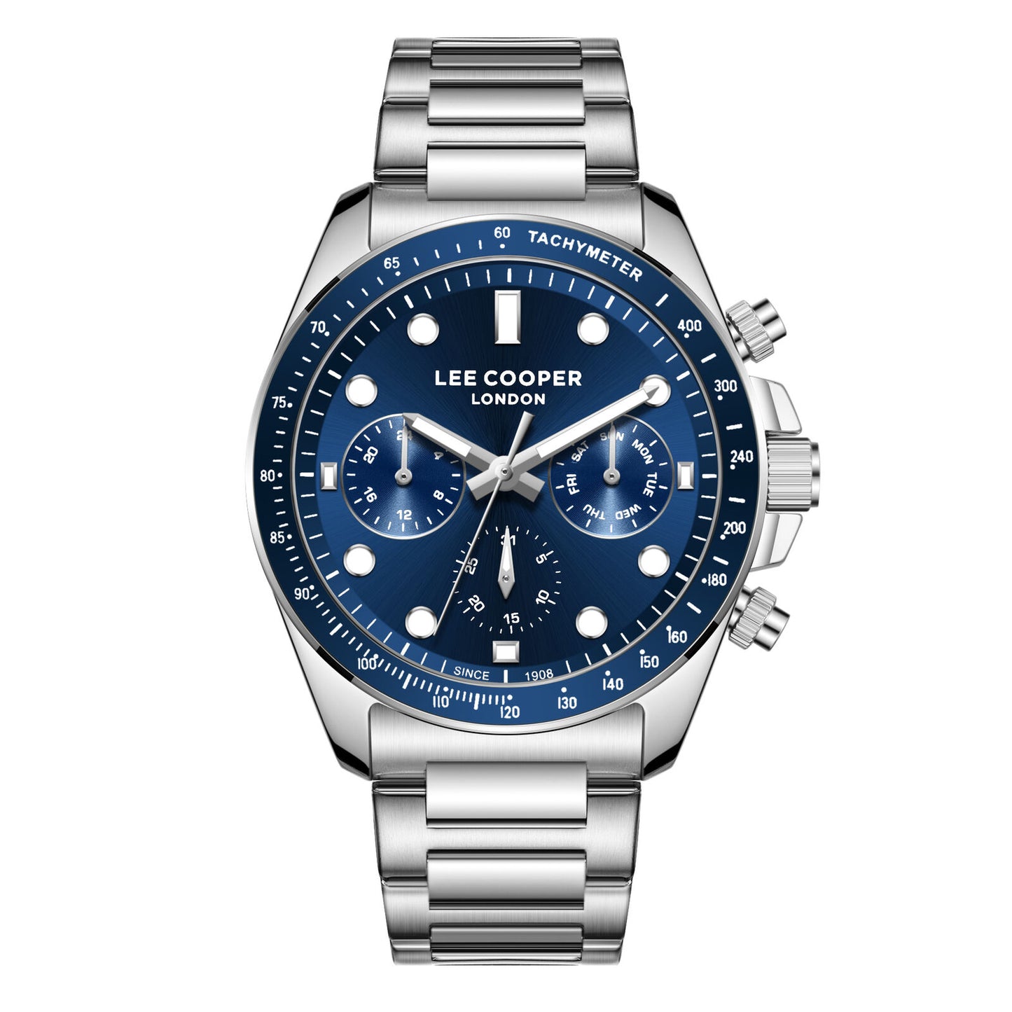 LEE COOPER LC08215.390 SILVER STEEL BAND NAVY BLUE DIAL  FOR MEN