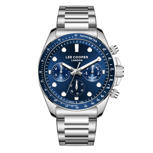 LEE COOPER LC08215.390 SILVER STEEL BAND NAVY BLUE DIAL  FOR MEN