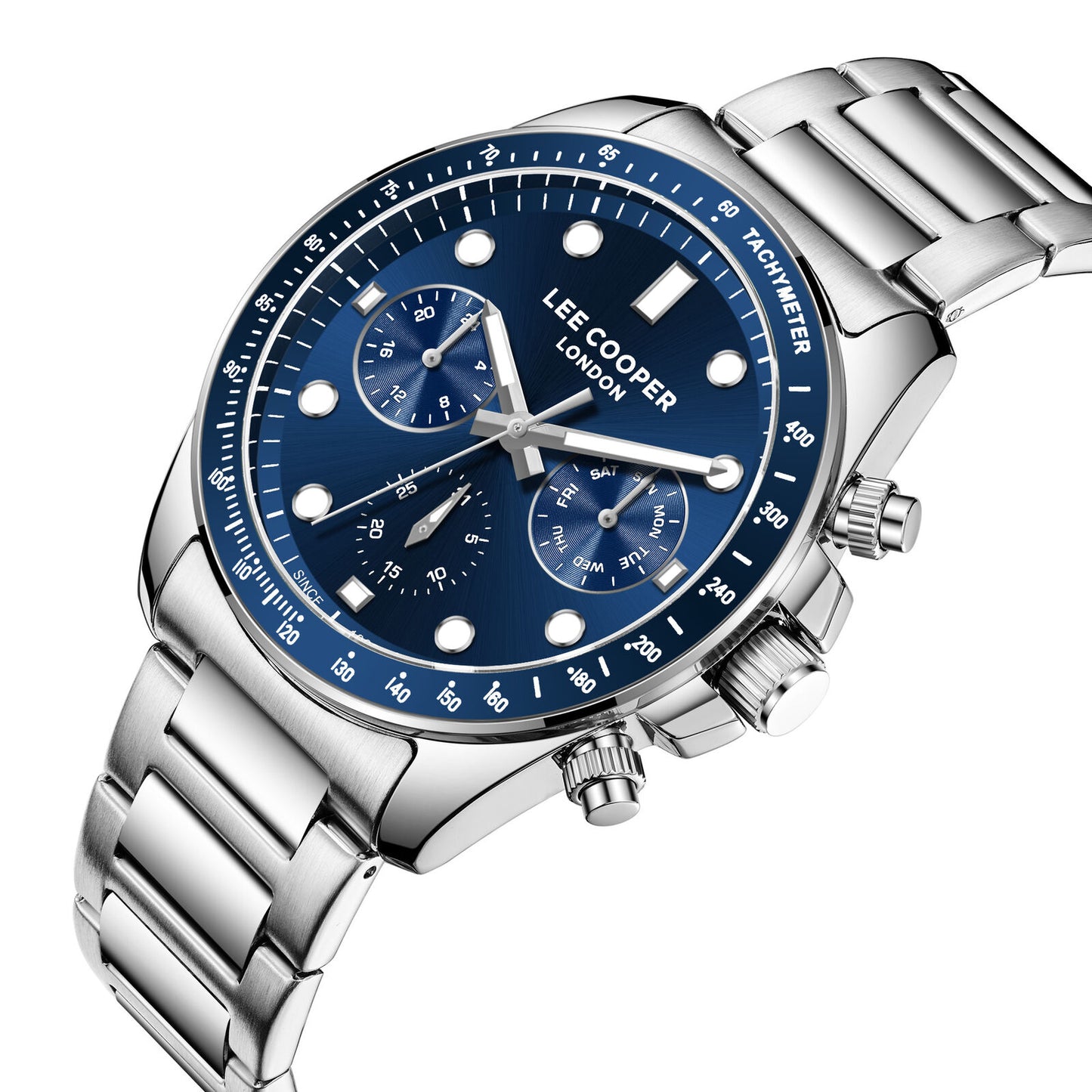 LEE COOPER LC08215.390 SILVER STEEL BAND NAVY BLUE DIAL  FOR MEN