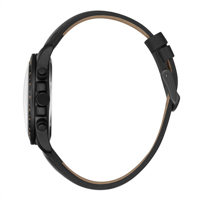 LEE COOPER LC08233.651 BLACK LEATHER BAND BLACK DIAL  FOR MEN