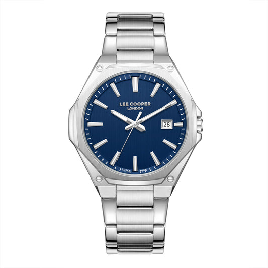 LEE COOPER LC08252.390 SILVER STEEL BAND NAVY BLUE DIAL  FOR MEN