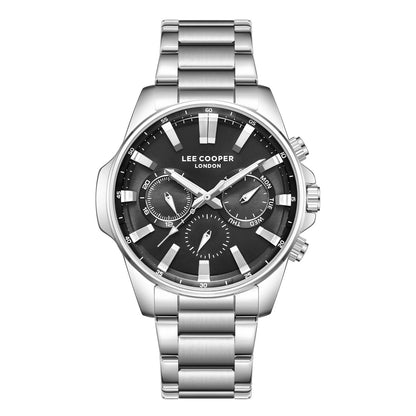 LEE COOPER LC08253.350 SILVER STEEL BAND BLACK DIAL  FOR MEN