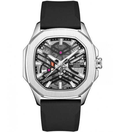 LEE COOPER LC08254.351 BLACK RUBBER BAND SILVER DIAL  FOR MEN