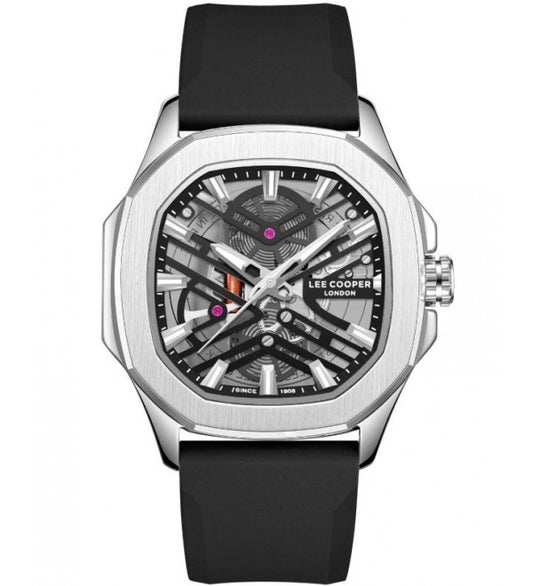LEE COOPER LC08254.351 BLACK RUBBER BAND SILVER DIAL  FOR MEN