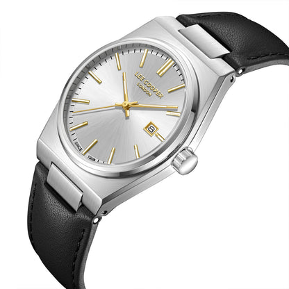 LEE COOPER LC08261.331 BLACK LEATHER BAND SILVER DIAL  FOR MEN