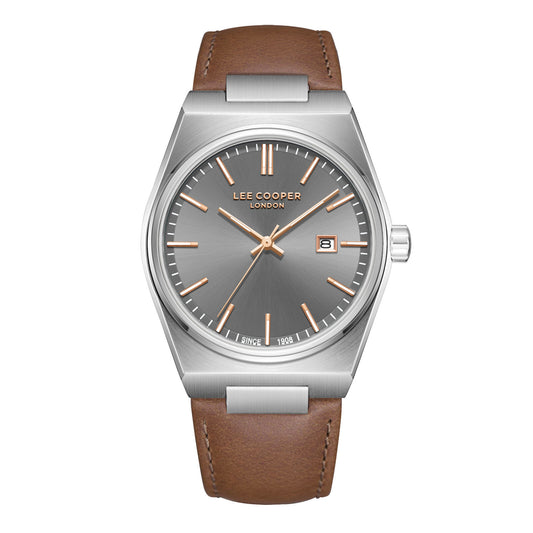 LEE COOPER LC08261.362 BEIGE LEATHER BAND GREY DIAL  FOR MEN