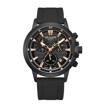 LEE COOPER LC08267.651 BLACK RUBBER BAND BLACK DIAL  FOR MEN