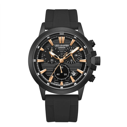 LEE COOPER LC08267.651 BLACK RUBBER BAND BLACK DIAL  FOR MEN