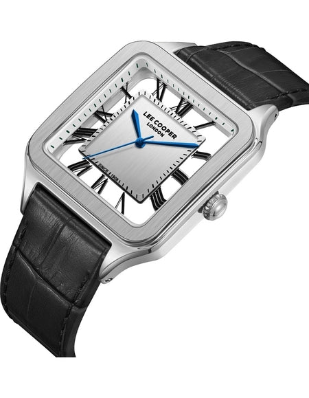 LEE COOPER LC08277.331 BLACK LEATHER BAND SILVER DIAL  FOR MEN