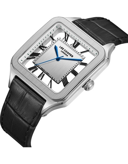 LEE COOPER LC08277.331 BLACK LEATHER BAND SILVER DIAL  FOR MEN