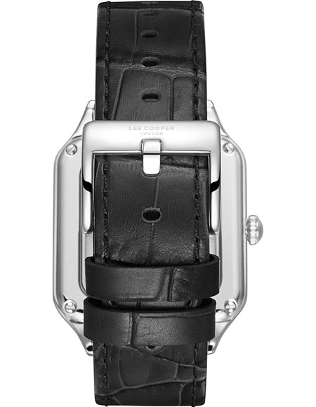 LEE COOPER LC08277.331 BLACK LEATHER BAND SILVER DIAL  FOR MEN
