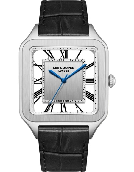 LEE COOPER LC08277.331 BLACK LEATHER BAND SILVER DIAL  FOR MEN