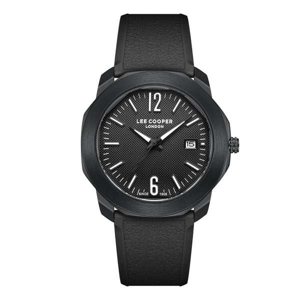 LEE COOPER LC08312.651 BLACK RUBBER BAND BLACK DIAL  FOR MEN
