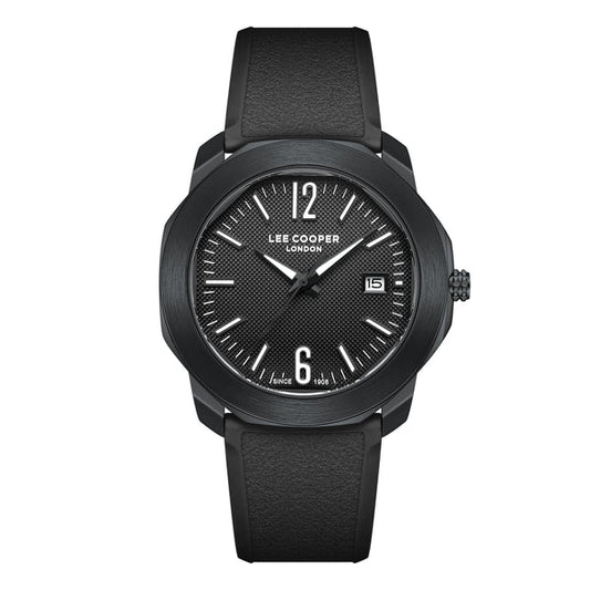 LEE COOPER LC08312.651 BLACK RUBBER BAND BLACK DIAL  FOR MEN