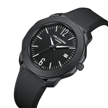 LEE COOPER LC08312.651 BLACK RUBBER BAND BLACK DIAL  FOR MEN