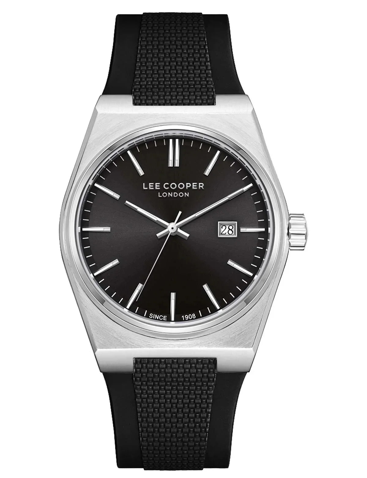 LEE COOPER LC08250.351 BLACK RUBBER BAND BLACK DIAL  FOR MEN