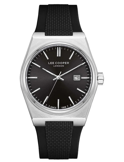 LEE COOPER LC08250.351 BLACK RUBBER BAND BLACK DIAL  FOR MEN