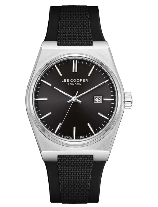 LEE COOPER LC08250.351 BLACK RUBBER BAND BLACK DIAL  FOR MEN