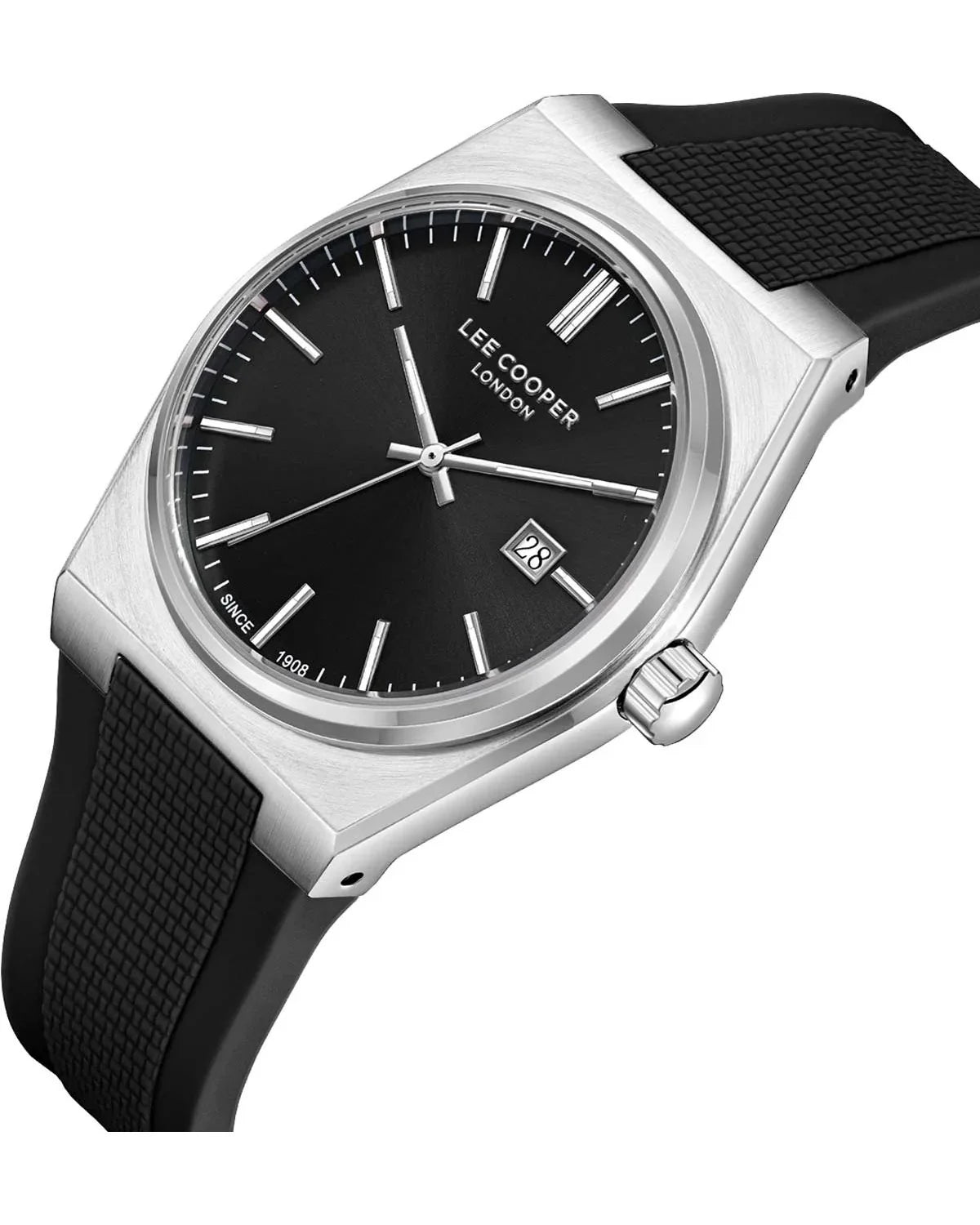 LEE COOPER LC08250.351 BLACK RUBBER BAND BLACK DIAL  FOR MEN