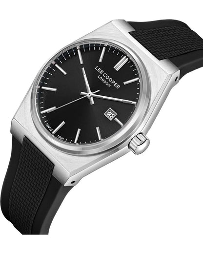 LEE COOPER LC08250.351 BLACK RUBBER BAND BLACK DIAL  FOR MEN