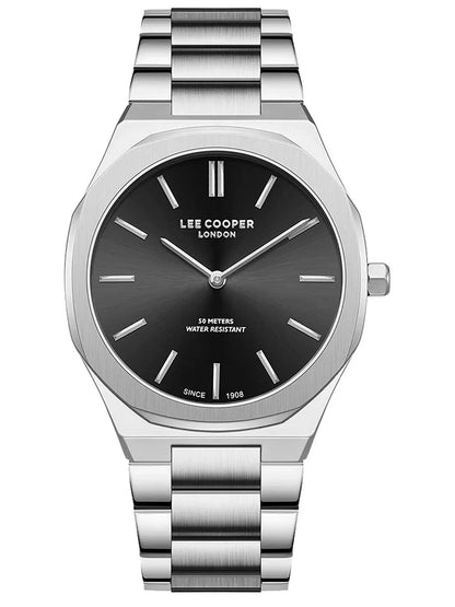 LEE COOPER LC08275.350 SILVER STEEL BAND BLACK DIAL  FOR MEN