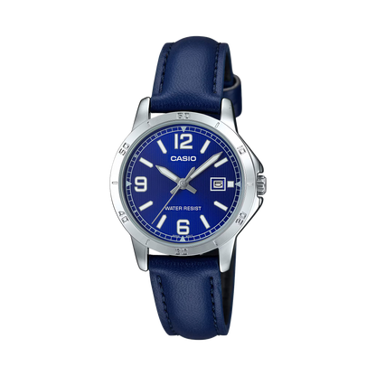 CASIO  LTP-V004L-2B NAVY BLUE LEATHER BAND NAVY BLUE DIAL  FOR WOMEN