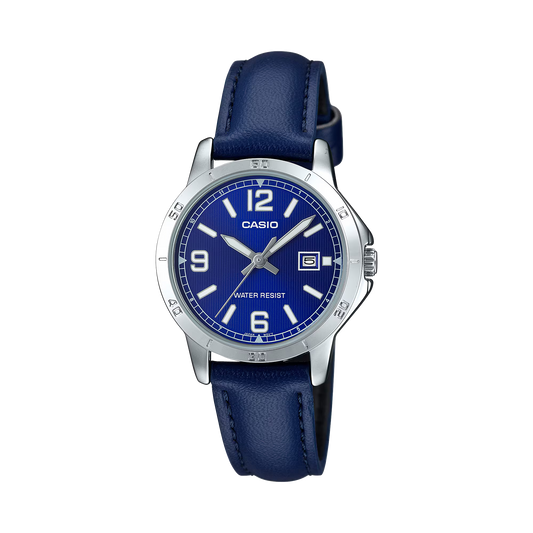CASIO  LTP-V004L-2B NAVY BLUE LEATHER BAND NAVY BLUE DIAL  FOR WOMEN