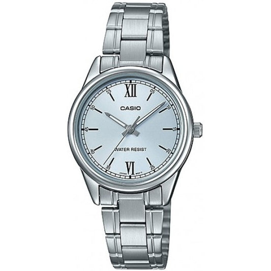 Casio Simple Silver St.Steel Blue Dial For Women LTP-V005D-2B3